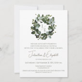 Modern Monogram Eucalyptus Krans Trouwen | Wit Kaart (Voorkant)