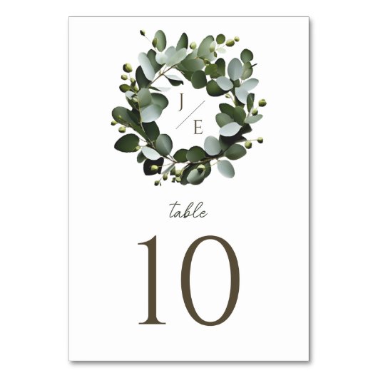 Modern Monogram Eucalyptus Krans Trouwen | Wit Kaart (Voorkant)