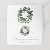 Modern Monogram Eucalyptus Krans Trouwen | Wit Plaatskaartje (Buitenkant ongevouwen)