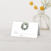 Modern Monogram Eucalyptus Krans Trouwen | Wit Plaatskaartje (Voorkant)