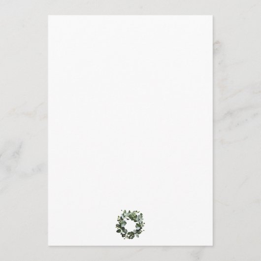 Modern Monogram Eucalyptus Krans Trouwen | Wit Programmakaart (Achterkant)