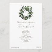 Modern Monogram Eucalyptus Krans Trouwen | Wit Programmakaart (Voorkant)