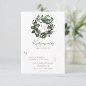 Modern Monogram Eucalyptus Krans Trouwen | Wit RSVP Kaartje (Staand voorkant)