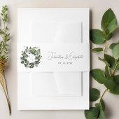 Modern Monogram Eucalyptus Krans Trouwen | Wit Uitnodigingen Wikkel
