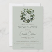 Modern Monogram Eucalyptus Krans Vrijgezellenfeest Kaart (Voorkant)