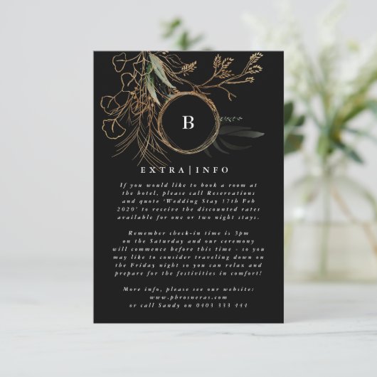 MODERN Monogram Eucalyptus ONYX - Gegevens INFO Informatiekaartje (Staand voorkant)