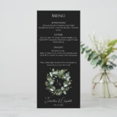 Modern monogram eucalyptuskrans | Black Menu (Staand voorkant)