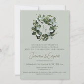 Modern monogram eucalyptuskrans | Sage Green Kaart (Voorkant)