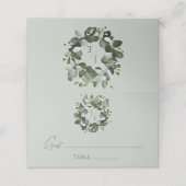 Modern monogram eucalyptuskrans | Sage Green Plaatskaartje (Buitenkant ongevouwen)