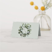 Modern monogram eucalyptuskrans | Sage Green Plaatskaartje (Achterkant)