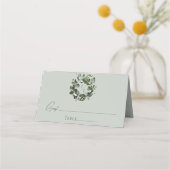 Modern monogram eucalyptuskrans | Sage Green Plaatskaartje (Voorkant)