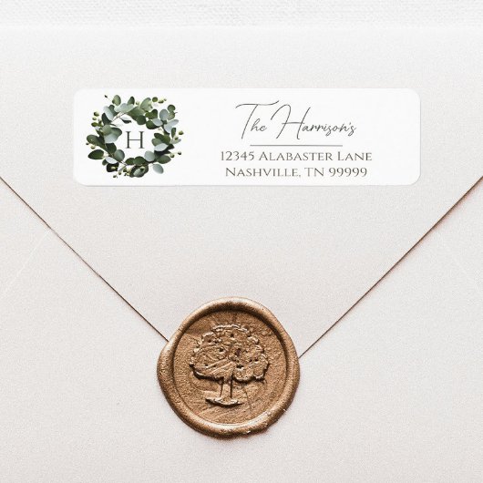 Modern monogram eucalyptuskrans | Wit Etiket