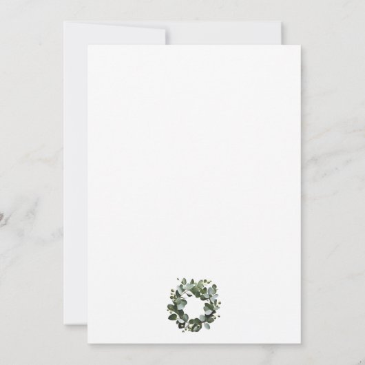 Modern monogram eucalyptuskrans | Wit Save The Date (Achterkant)