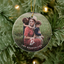 Modern Monogram Familie Foto Vakantie Kerstmis