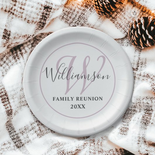 Modern monogram familiereünie papieren bordje