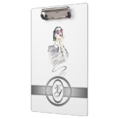 Modern Monogram Fashionable Girl Black en Red #2 Klembord (Links)