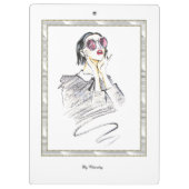 Modern Monogram Fashionable Girl Black en Red #2 Klembord (Achterkant)