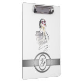 Modern Monogram Fashionable Girl Black en Red #2 Klembord (Rechts)