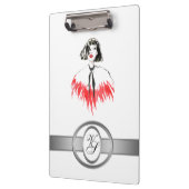 Modern Monogram Fashionable Girl Black en Red Klembord (Links)
