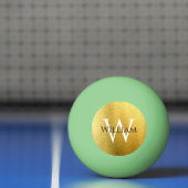 Modern Monogram Faux Gold Foil Initiaal Naam Zwart Pingpongbal (Net)
