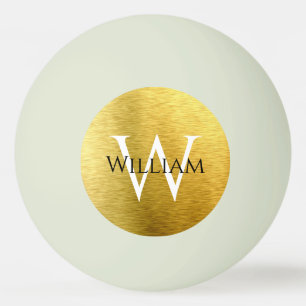 Modern Monogram Faux Gold Foil Initiaal Naam Zwart Pingpongbal