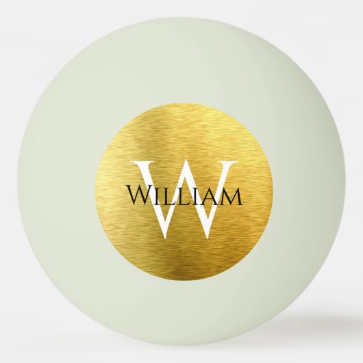 Modern Monogram Faux Gold Foil Initiaal Naam Zwart Pingpongbal (Voorkant)
