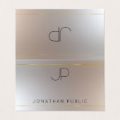 Modern Monogram Faux Gold Silver Elegant Sjabloon Visitekaartje (Buitenkant ongevouwen)