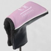Modern Monogram Feminine Pink Putter Golfheadcover (3/4 voorkant)