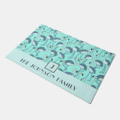 Modern monogram Flamingo patroon Deurmat (Schuin)