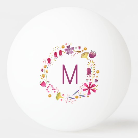 Modern Monogram Floral Pingpongbal (Voorkant)