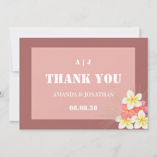 Modern Monogram Floral Weddenschap Hartelijk dank Bedankkaart (Voorkant)