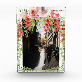 Modern Monogram Floral Wedding Photo Block Fotoblokken