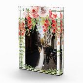 Modern Monogram Floral Wedding Photo Block Fotoblokken (Rechts)