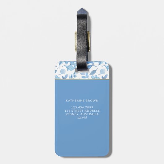 Modern Monogram flower Pattern Trendy Stylish Bagagelabel (Achterkant verticaal)