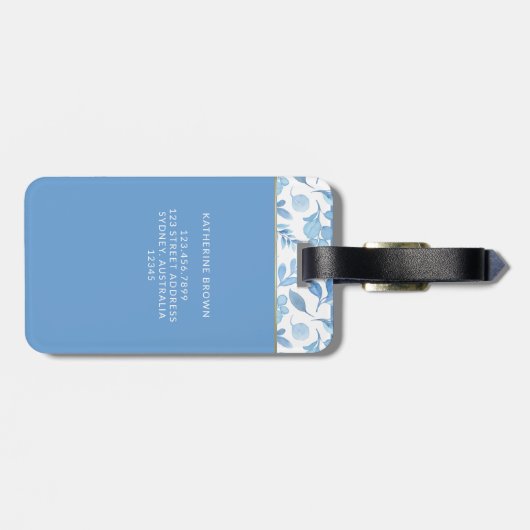 Modern Monogram flower Pattern Trendy Stylish  Bagagelabel (Achterkant horizontaal)