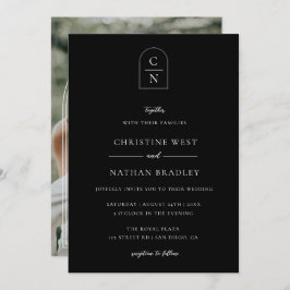 Modern Monogram Foto Arch Wedding Invitation Kaart
