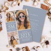 Modern Monogram Foto Collage Dusty Blue Aankondiging