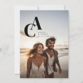 Modern, Monogram, Foto, QR-code Kaart (Voorkant)