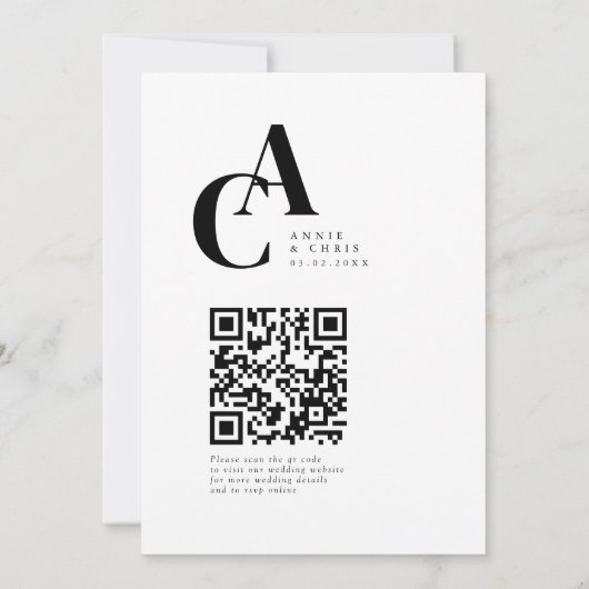 Modern, Monogram, Foto, QR-code Kaart (Achterkant)