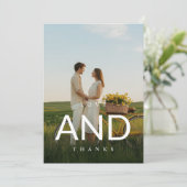 Modern Monogram Foto Weddenschap Bedankkaart (Staand voorkant)