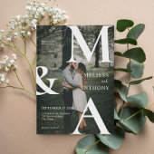 Modern Monogram Foto Weddenschap Kaart