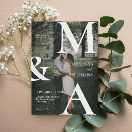 Modern Monogram Foto Weddenschap Kaart