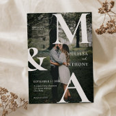 Modern Monogram Foto Weddenschap Kaart