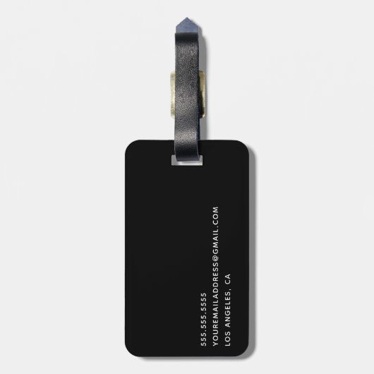 Modern Monogram Fotocollage Bagagelabel (Achterkant verticaal)