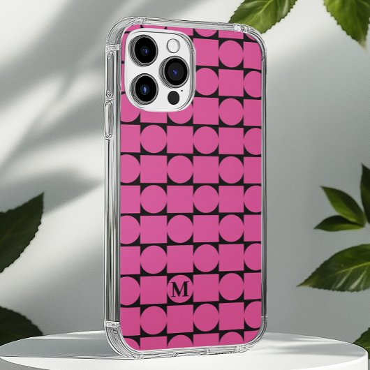 Modern Monogram Fuchsia Geometrische Trendy Case-Mate iPhone Case