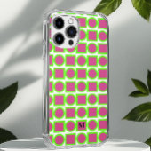 Modern Monogram Fuchsia Groen Geometrisch Case-Mate iPhone Case