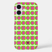 Modern Monogram Fuchsia Groen Geometrisch Case-Mate iPhone Case (Achterkant)
