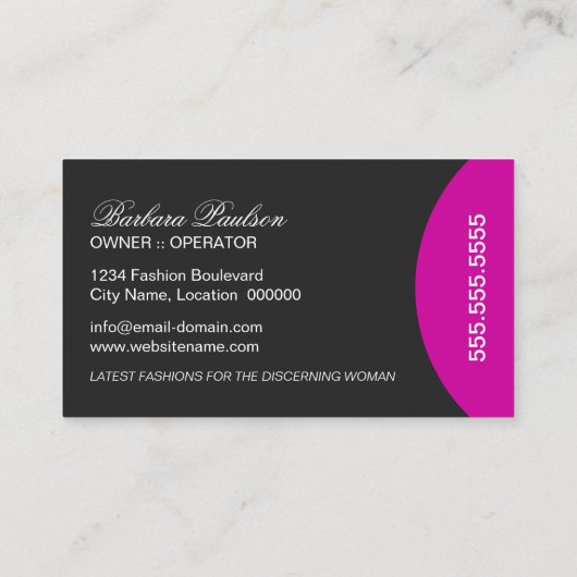 Modern Monogram Fuchsia Visitekaartje (Achterkant)
