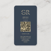 Modern Monogram G Professional Donkerblauw Goud Visitekaartje (Achterkant)