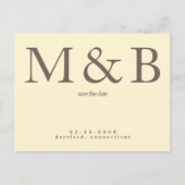 Modern Monogram Geel & Bruin Sla de Datum op Briefkaart (Voorkant)